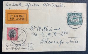1929 Port Elizabeth South Africa First Flight Airmail Cover To Bloemfontein