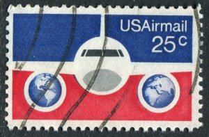 C89 25c Plane & Globes Air Mail Used