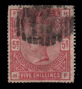 1884 Great Britain SC#108 Queen Victoria, 5Sh, Heavy cancellation= H-F