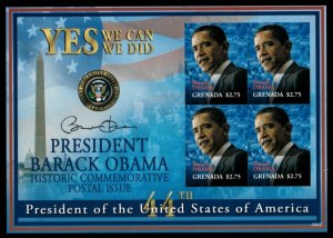 Grenada 2009 - Barack Obama - Sheet of 4 IMPERF Stamps - Scott #3697 - MNH