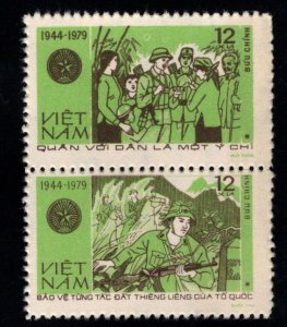 North Viet Nam Scott 1033 vertical pair