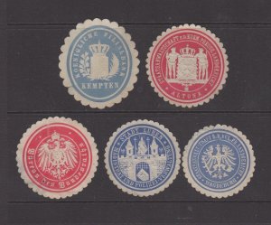 Assortment of 5 Official German Seals, Courts & Local Government Entities