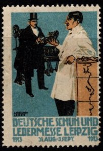 1913 German Poster Stamp Leipzig German Shoe and Leather Fair Unused