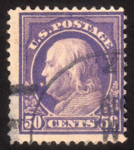 1914, US 50c, Franklin, Used, light thin, Sc 422
