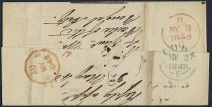 UK GB 1848 OFFICIAL STAMPLESS ADDRESSED TO THE SECRETARY OF THE MILITARY DEPT