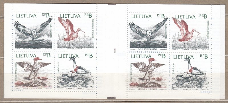 LITHUANIA 1992 Fauna Birds Booklet MNH(**) Mi 501-504 #HS28