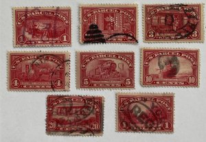 US 1913 Parcel Post 8 Different # Q1-6, Q8, & Q 12 USED