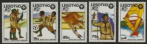 Lesotho 593-7 MNH Scouts, Kangaroos, Flag, Soccer