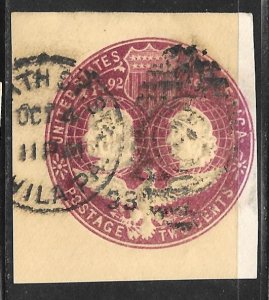 USA U349: 2c Columbus and Liberty, cut square, used