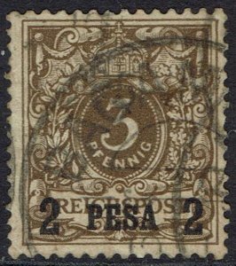 GERMAN EAST AFRICA 1893 EAGLE 2 PESA ON 3PF USED