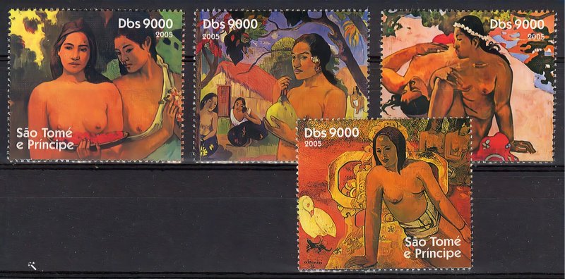 Sao Tome and Principe 2005 PAUL GAUGUIN FAMOUS NUDES PAINTINGS Set (4) MNH