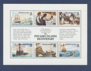 PITCAIRN ISLANDS - Scott 321 - MNH S/S - Ships, Mutiny on the Bounty,