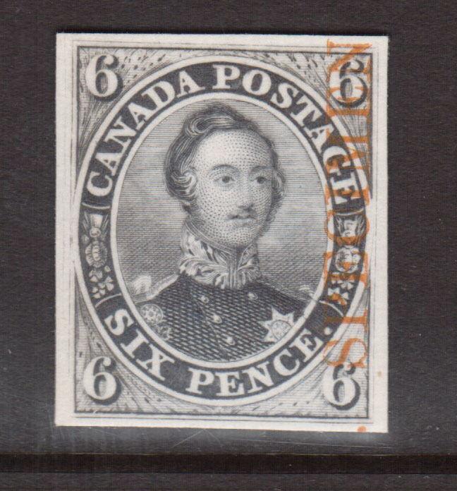 Canada #2TCv XF Plate Proof India Paper On Card With Orange Specimen