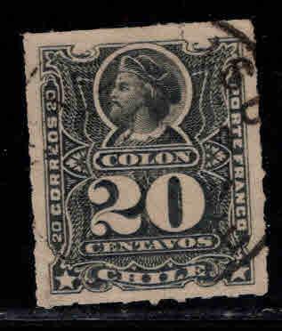 Chile Scott 31 Used Columbus Rouletted  stamp