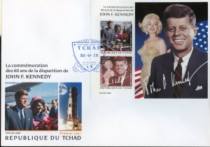 CHAD 2023 60th MEMORIAL ANNIVERSARY OF JOHN F. KENNEDY IMPER S/S FIRST DAY COVER