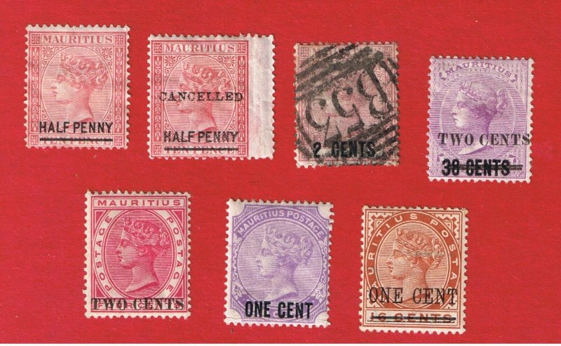 Mauritius #47//90  MVFH OG  Queen Victoria Surcharges  Free S/H