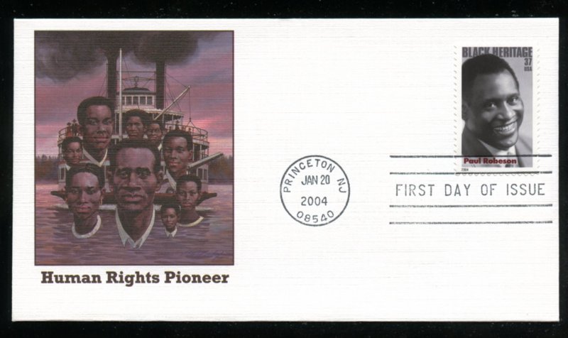 US 3834 Black Heritage Paul Robeson UA Fleetwood cachet FDC