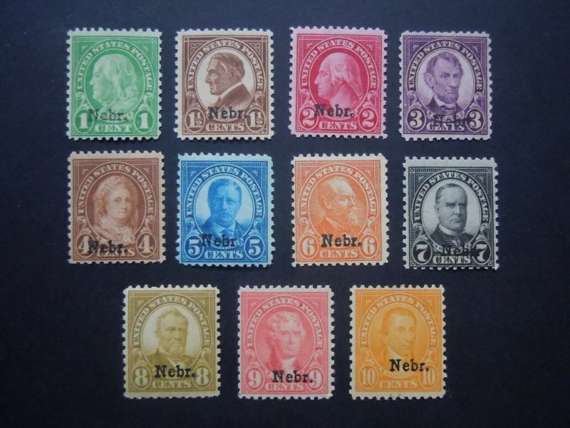 1929 #669-679 Complete Set Nebraska Overprints MNH OG F/VF  CV $530.00 #2