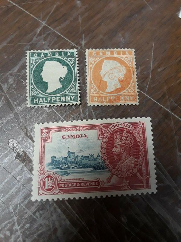 Gambia MNH, Hinged & Used 1/2p &1 -1/2p