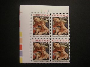 Scott 2427, 25c Christmas, PB4 #1111 1 UL top, MNH Beauty