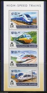 SOLOMON ISLANDS 2015 HIGH SPEED TRAINS  SHEET   MINT NH