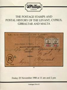 Auction Catalogue Stamps & Postal History LEVANT CYPRUS GIBRALTAR MALTA 