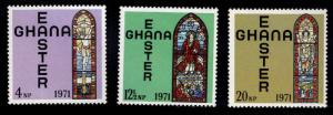 GHANA, Scott 415-417, MNH** Easter stained glass window set