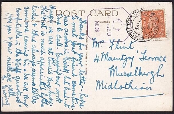 GB SCOTLAND 1942 CENSOR postcard Castletown Thurso to Musselburgh...........9582