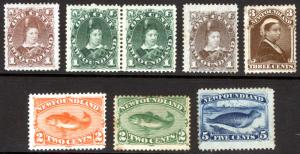 Newfoundland #41-#55 1880-96  *Mint* Hinged Lot 7 items CV $470