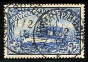 German Colonies, German South West Africa #23 Cat$35, 1901 2m blue, used, sig...