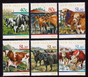 New Zealand 1997 Cattle Complete Mint MNH Set SC 1406-1411