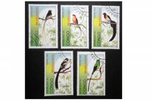 CONGO 1993 SCOTT # 1037 - 1041. COMPLETE SET. TOPIC: BIRD. CTO