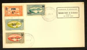 GUADELOUPE 1944 SURCHARGE SET on FIRST DAY COVER FDC Sc 164-167