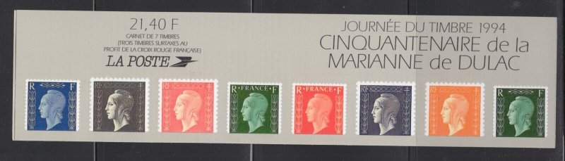 France #2409a (1994 Stamp Day booklet) VF used CV $25.00+