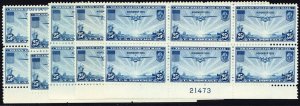 C20, Mint NH 25¢ WHOLESALE Lot of Five Plate Blocks CV $100 * Stuart Katz