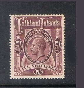 Falkland Islands 1914 KGV 5s Sc 38 MLH - Rare