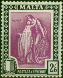 Malta 1922 2s6d Bright Magenta & Black SG136 Fine LMM