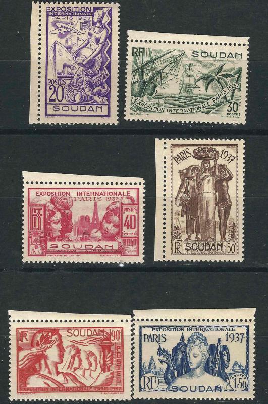 French Sudan 106-11 Yv 93-98 Paris Intl Exhib MLH VF 1937 SCV $12.00