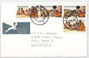 CA378 1977 Transkei *UMTATA* Airmail Cover Austria MISSIONARY VEHICLES PTS