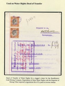 Transvaal KEVII 2/6 Revenue Pair on a document SUPERB