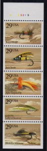 1991 Fishing Flies never folded booklet pane Sc 2549a MNH plate no. 23213