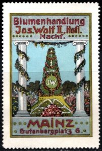 Vintage Germany Poster Stamp Joseph Wolf II Florist Hof