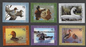 US Stamps Scott #JDS9-14 Collection of (6) $5 Junior Duck MNH SCV $175