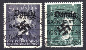 POLAND NB22-NB23 DANZIG OVERPRINTS BAHNPOST (RAILROAD) CDS SET VF