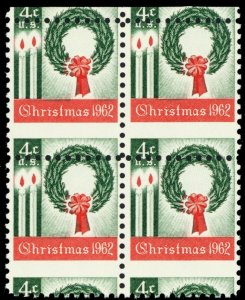 1205, Misperforated Error 4¢ Christmas Block of Four Mint NH - Stuart Katz