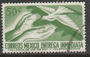 MEXICO E22, 50¢ 1950 Def 7th Issue Fluor printing FRONT. USED. F-VF. (1480)