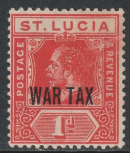 Saint Lucia Scott MR2 - SG90, 1916 War Tax 1d MH*