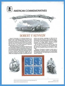USPS COMMEMORATIVE PANEL #105 ROBERT F. KENNEDY #1770