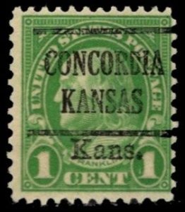 1929 US Scott #- 658 1 Cent Franklin Kansas Ovp't. Precancel Concordia K...