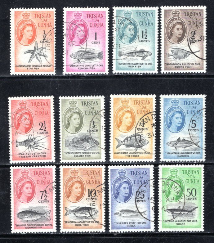 Tristan da Cunha #42-53 short set VF,  Used  CV $33.20  ....   6550005